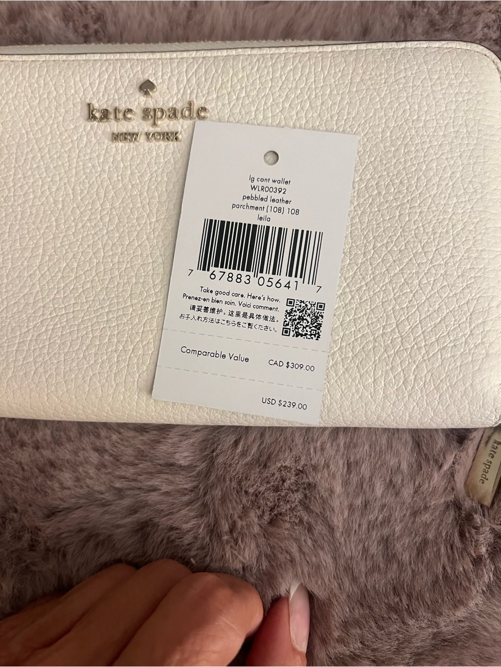 kate spade cream leather zip-around continental wallet - Picture 4 of 4